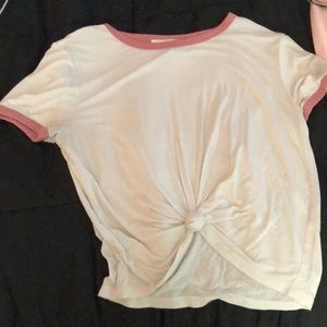 white and pink tshirt